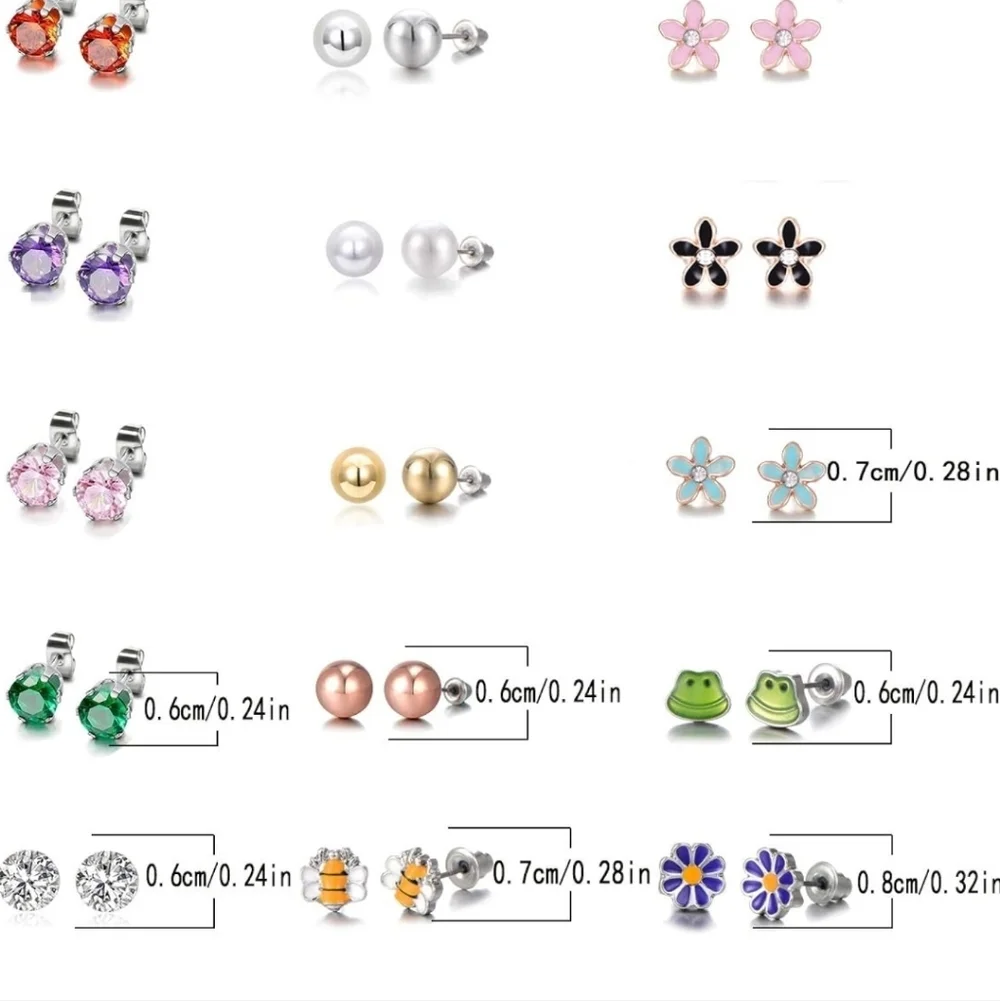 Colorful Kids Stud Earrings Set